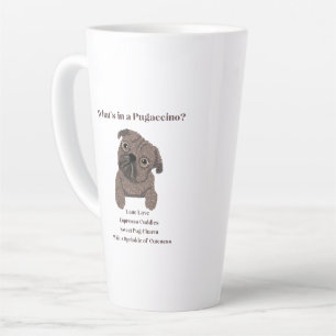 Caneca De Café Latte O que há em um Pugaccino-Cachorro Fofo-Pug-