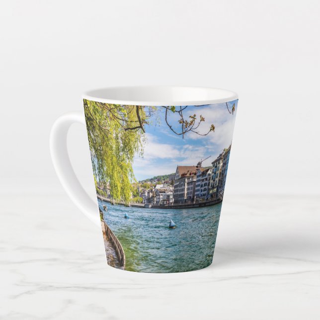 Caneca De Café Latte O rio Limmat, Zurique (Ângulo esquerdo)
