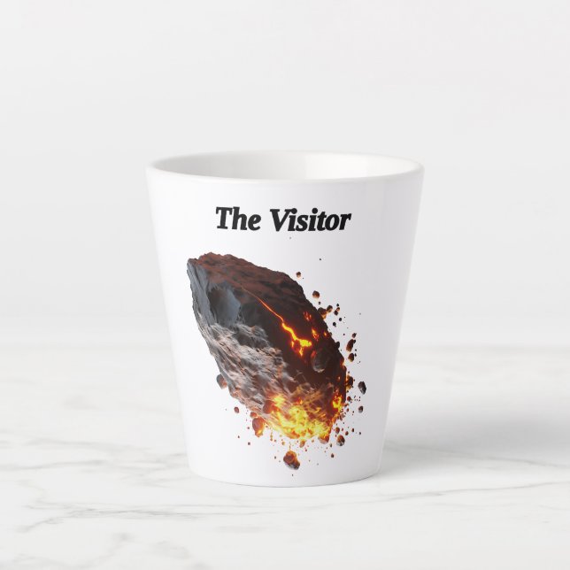 Caneca De Café Latte "O visitante," Rocha Espacial do espaço sideral (Frente)