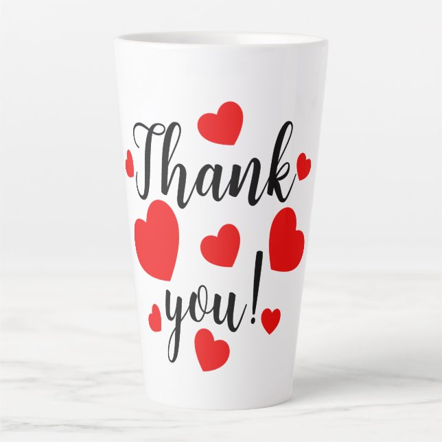 Caneca De Café Latte Obrigado Red Hearts Latte Mug (Frente)