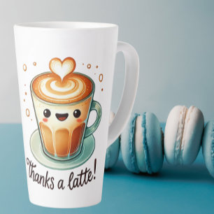 Caneca De Café Latte Obrigados a Latte Pun