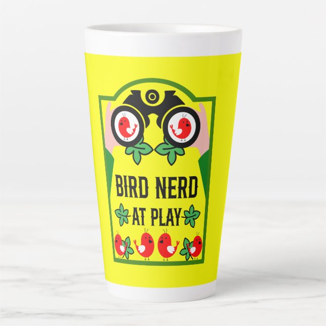Caneca De Café Latte Observador de Pássaros Único Original (Frente)