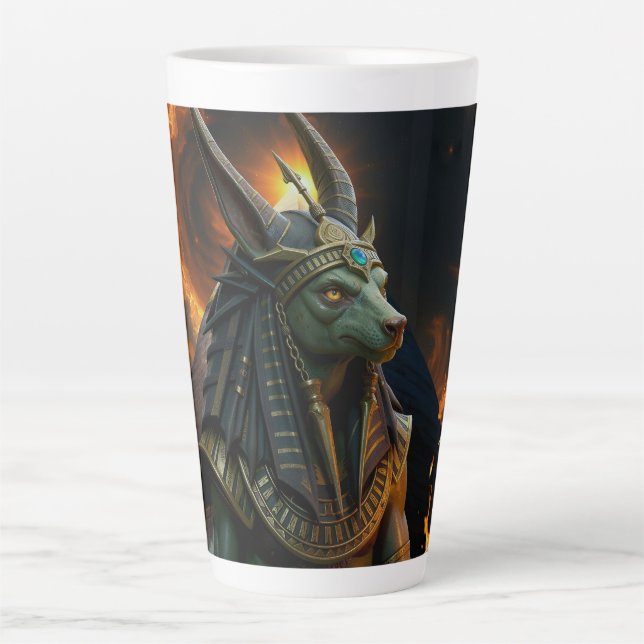 Caneca De Café Latte Observador do Além – Anubis.  (Frente)