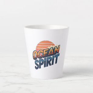 Caneca De Café Latte "Ocean Spirit" Gráfico Retro de Verão