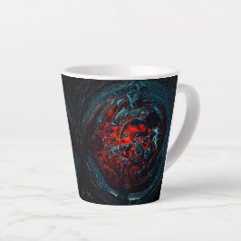 Caneca De Café Latte Oceano Inferno - Brilho Vermelho
