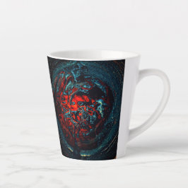 Caneca De Café Latte Oceano Inferno - Brilho Vermelho