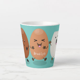 Caneca De Café Latte Óculos caianos, bonitos, ilustração engraçada de d