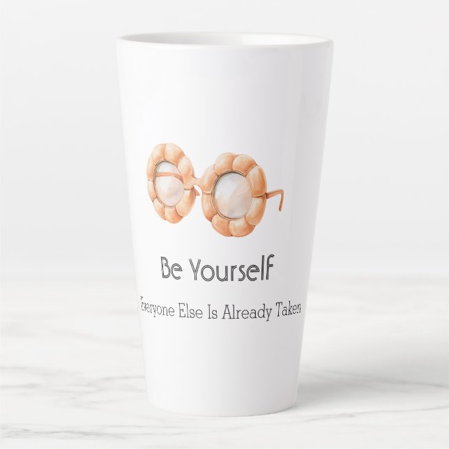 Caneca De Café Latte Óculos de Abóbora Seja Você Mesmo (Frente)