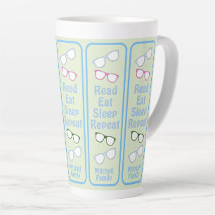 Caneca De Café Latte Óculos de leitura humorísticos Coma Durma Repita N