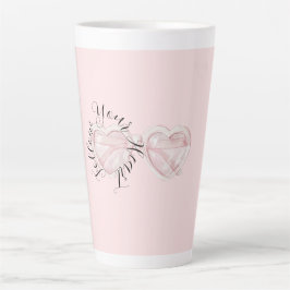 Caneca De Café Latte Óculos de Sol Coração Rosa Bege Citação