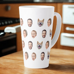 Caneca De Café Latte Oferta Personalizada Da Família De Fotos, 4 Rostos