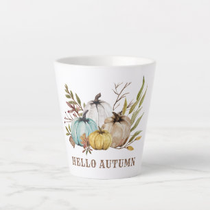 Caneca De Café Latte Olá Autumn Watercolor Pumpkins