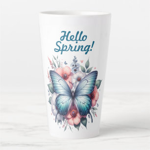 Caneca De Café Latte Olá Borboleta da Primavera-96282