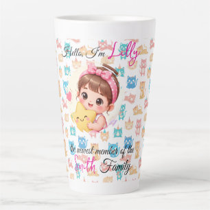 Caneca De Café Latte Olá, membro mais novo dos padrões de família gato