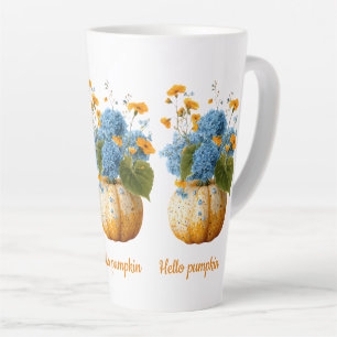 Caneca De Café Latte Olá Pumpkin Floral Halloween