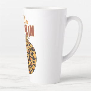 Caneca De Café Latte Olá Pumpkin - Impressão Leopardo de Queda