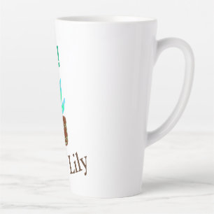 Caneca De Café Latte Olá, sou Lily Cacto Suculto, adicione nome aquarel