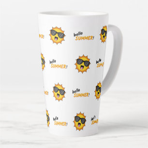 Caneca De Café Latte Olá Summer Sun com óculos de sol