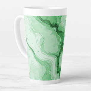 Caneca De Café Latte Olhar Ágata Verde Floresta Druzy 