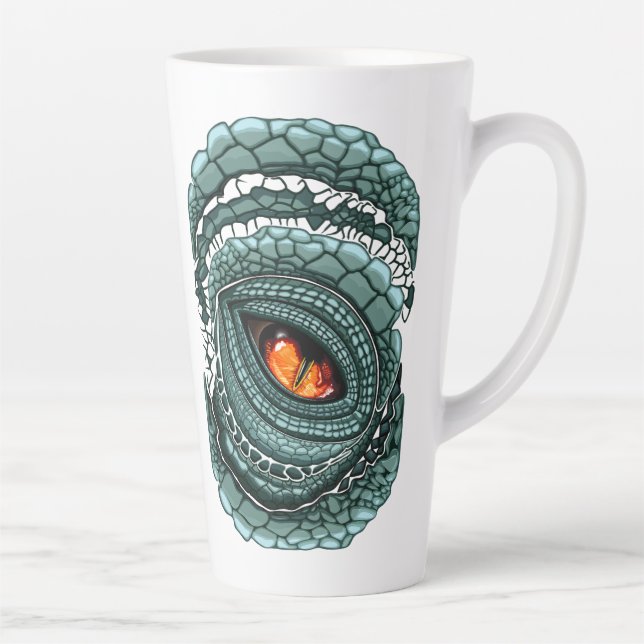 Caneca De Café Latte Olho de Predador Réptil Primitivo (Direita)