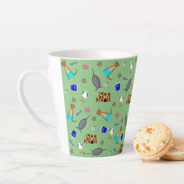 Caneca De Café Latte Oliver The Otter Summer Beach Vacntern (In Situ)