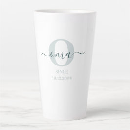 Caneca De Café Latte Oma Elegant Script Monograma Lata Verde