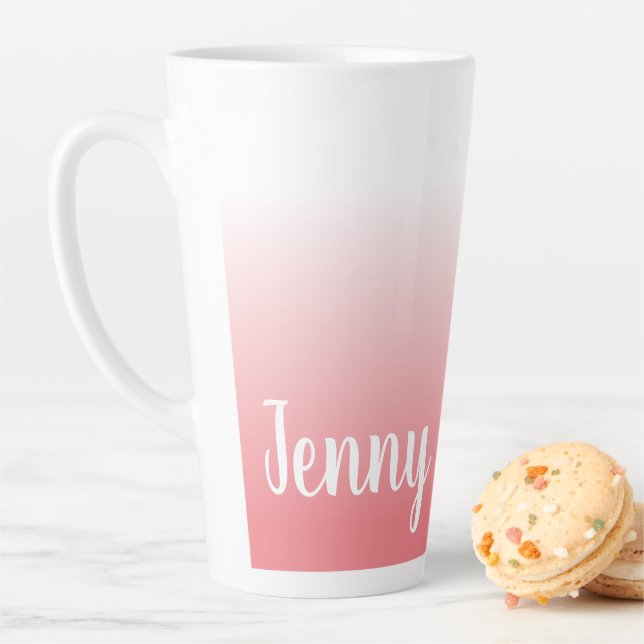 Caneca De Café Latte Ombre Coral Personalizado (In Situ)
