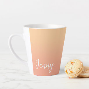 Caneca De Café Latte Ombre de Pêssego Personalizado