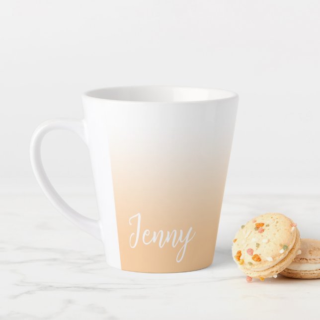 Caneca De Café Latte Ombre Personalizado em Rosa Claro (In Situ)