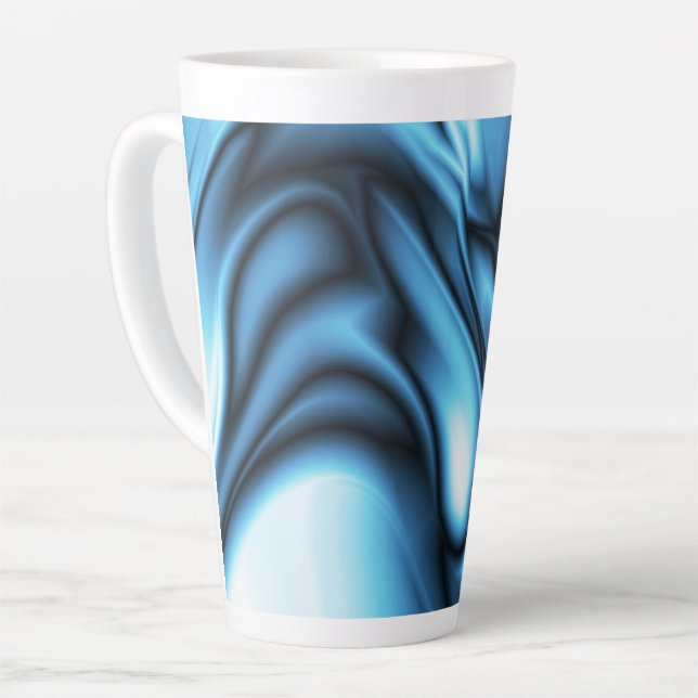 Caneca De Café Latte Onda de Seda Azul (Ângulo esquerdo)