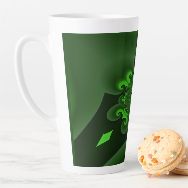 Caneca De Café Latte Onda Espiral Verde Escuro E Limão (In Situ)