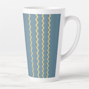 Caneca De Café Latte Onda Teal Ondas Douradas