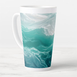 Caneca De Café Latte Ondas Abstratas do Oceano Turquesa Sonho