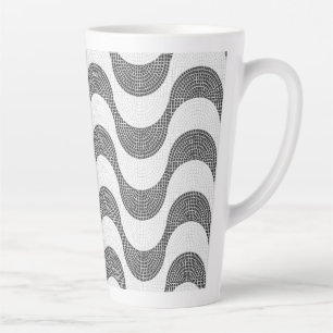 Caneca De Café Latte Ondas brancas e pretas de pedra calcária portugues
