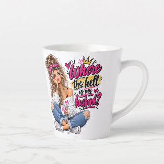 Caneca De Café Latte Onde diabos está meu marido? Mulher Engraçada e At