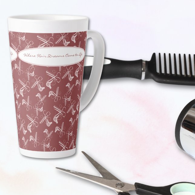 Caneca De Café Latte Onde os sonhos de cabelo vêm para viver seu salão  (Where Hair Dreams Come to Life Your Hair Salon Latte Mug)