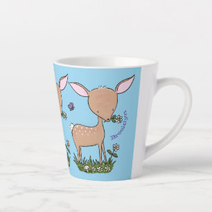 Caneca De Café Latte Óptica de desenho animado de veado de bebê feliz