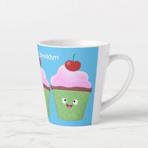 Caneca De Café Latte Óptica ilustração do desenho animado do cupcake fe