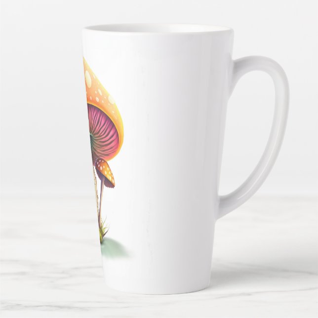 Caneca De Café Latte Orange Amanita Muscaria Latte Mug (Direita)