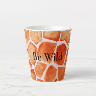 Caneca De Café Latte Orange Giraffe Animal Print