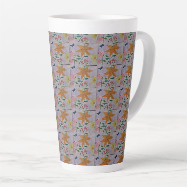 Caneca De Café Latte Orange Lily (Ângulo direito)