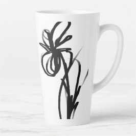 Caneca De Café Latte Orchid Blanc: Abstrato branco e preto