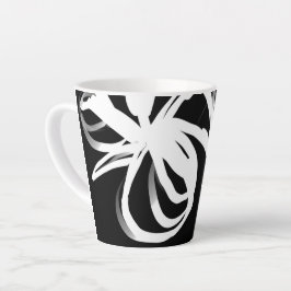 Caneca De Café Latte Orchid Noir: Abstrato preto e branco