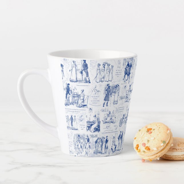 Caneca De Café Latte Orgulho e Preconceito de Citações Azuis (In Situ)