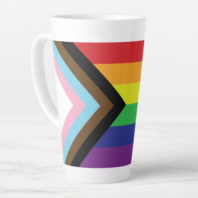 Caneca De Café Latte Orgulho gay Arco-Íris Sinalizador Progressivo LGBT (Ângulo esquerdo)