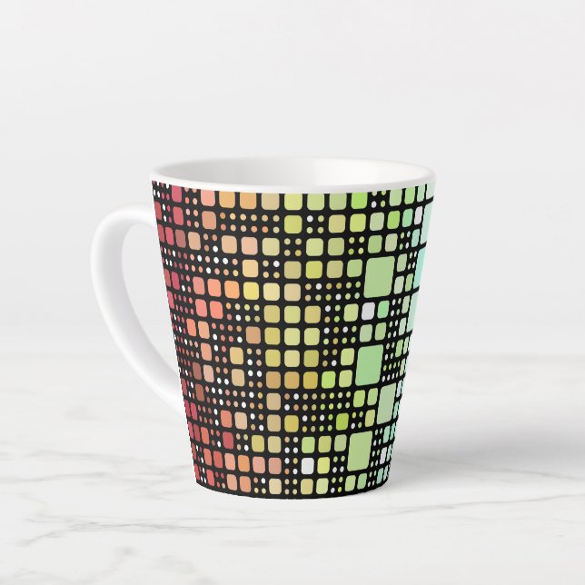 Caneca De Café Latte Orgulho Neurogênero Geométrico Groovy Funky Retro  (Ângulo esquerdo)