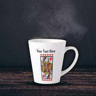 Caneca De Café Latte Ornamentado Rainha Reproduzindo Corações Vermelhos