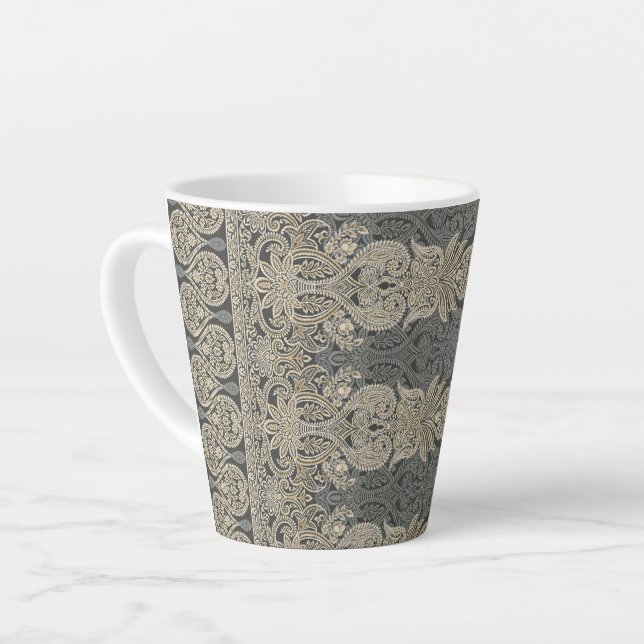 Caneca De Café Latte Ornamental Traditional Paisley design (Ângulo esquerdo)