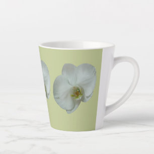 Caneca De Café Latte Orquídea Botânica Branca Elegante