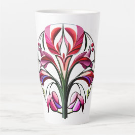 Caneca De Café Latte Orquídea Metálica: Uma Extravaganza Rosa e Amarela
